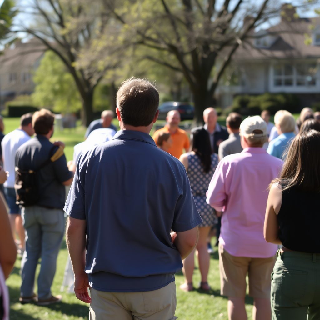 Community members gathering at an outdoor event in the northwest suburbs